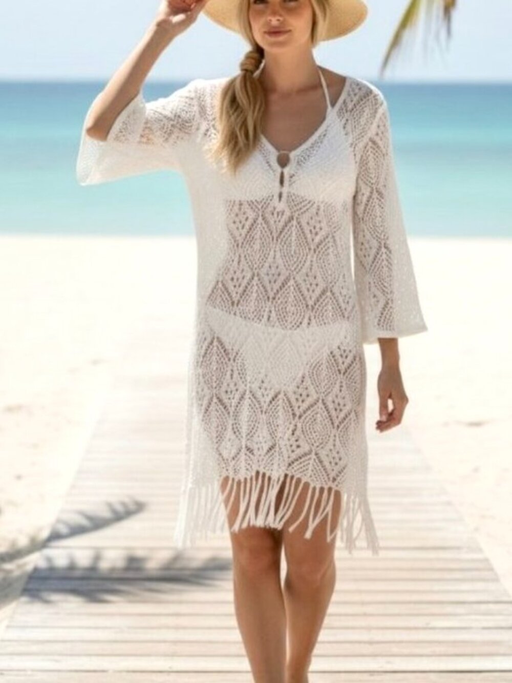 Arden B Beach Coverup Ivory Lace Coastal Beach 00s (L)